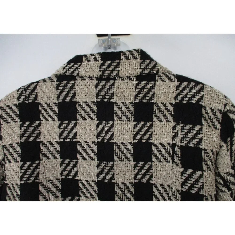 Coldwater Creek Blazer Womens Size 14 Buffalo Check 3-Button Black Tan